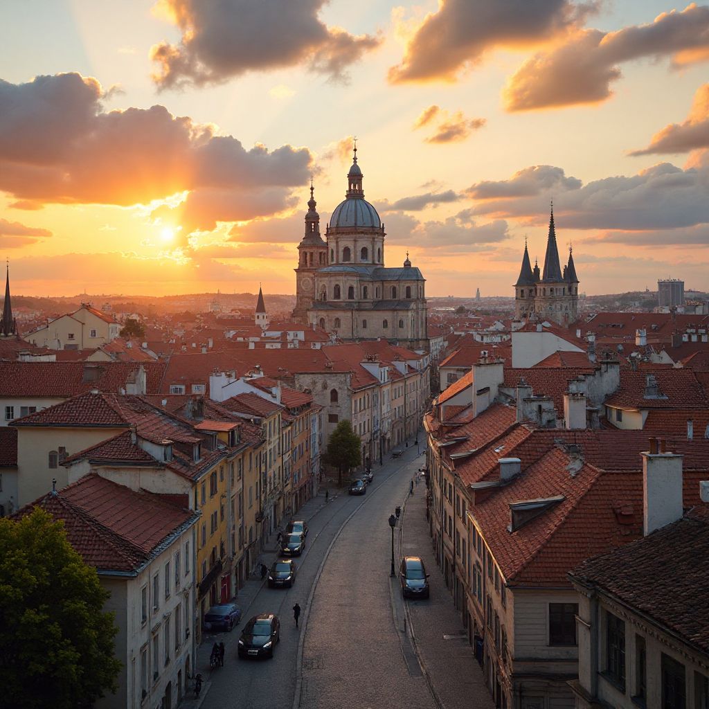 European cityscape with historic architecture