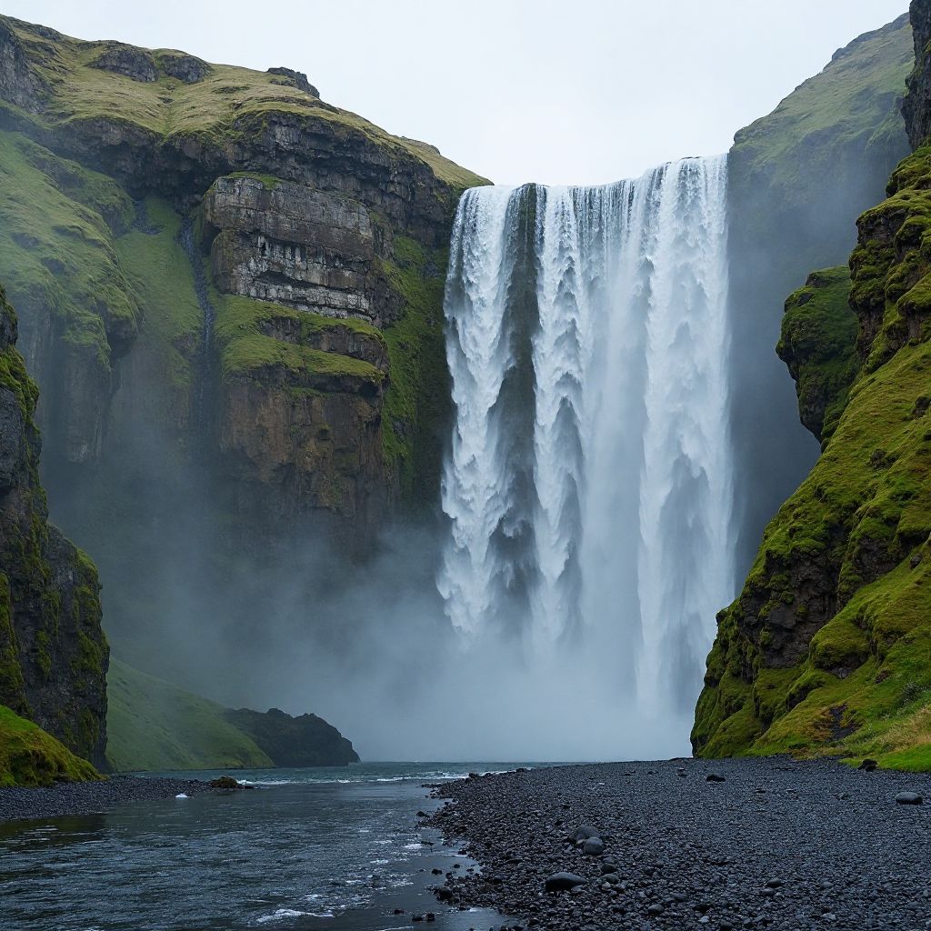 Powerful Icelandic waterfall