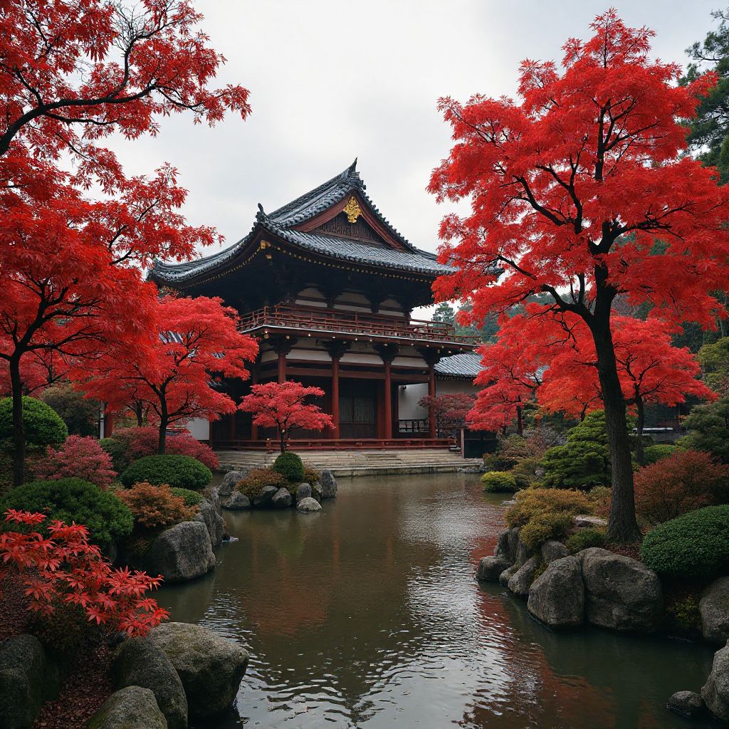 Traditional Kyoto temple in autumn