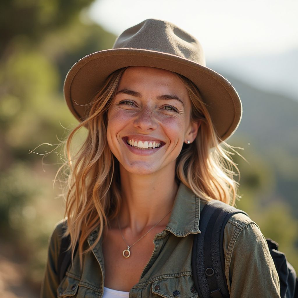 Happy female traveler
